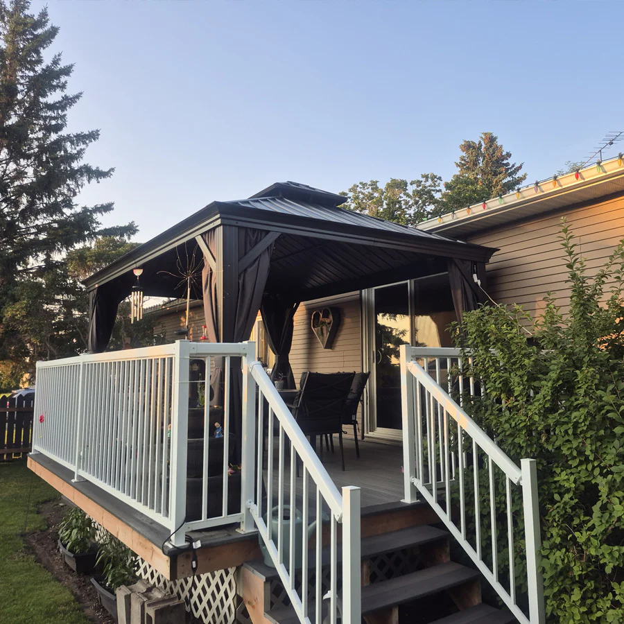 PURPLE LEAF Patio Gazebo for Backyard Grey Hardtop Galvanized Steel Roof Awning with String Lights-clear - Image 122