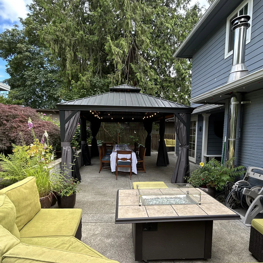 PURPLE LEAF Patio Gazebo for Backyard Grey Hardtop Galvanized Steel Roof Awning with String Lights-clear - Image 139