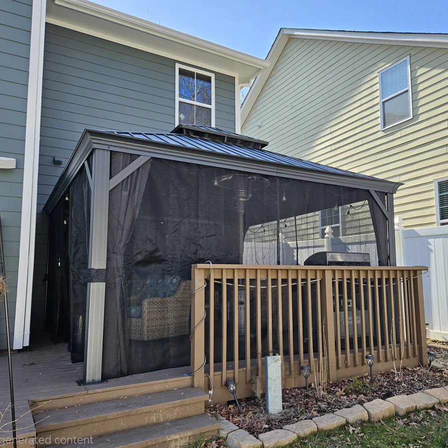 PURPLE LEAF Patio Gazebo for Backyard Grey Hardtop Galvanized Steel Roof Awning with String Lights-clear - Image 145