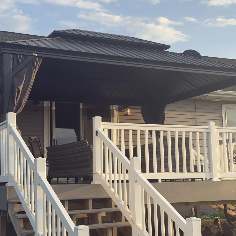 PURPLE LEAF Patio Gazebo for Backyard Grey Hardtop Galvanized Steel Roof Awning with String Lights-clear - Image 148