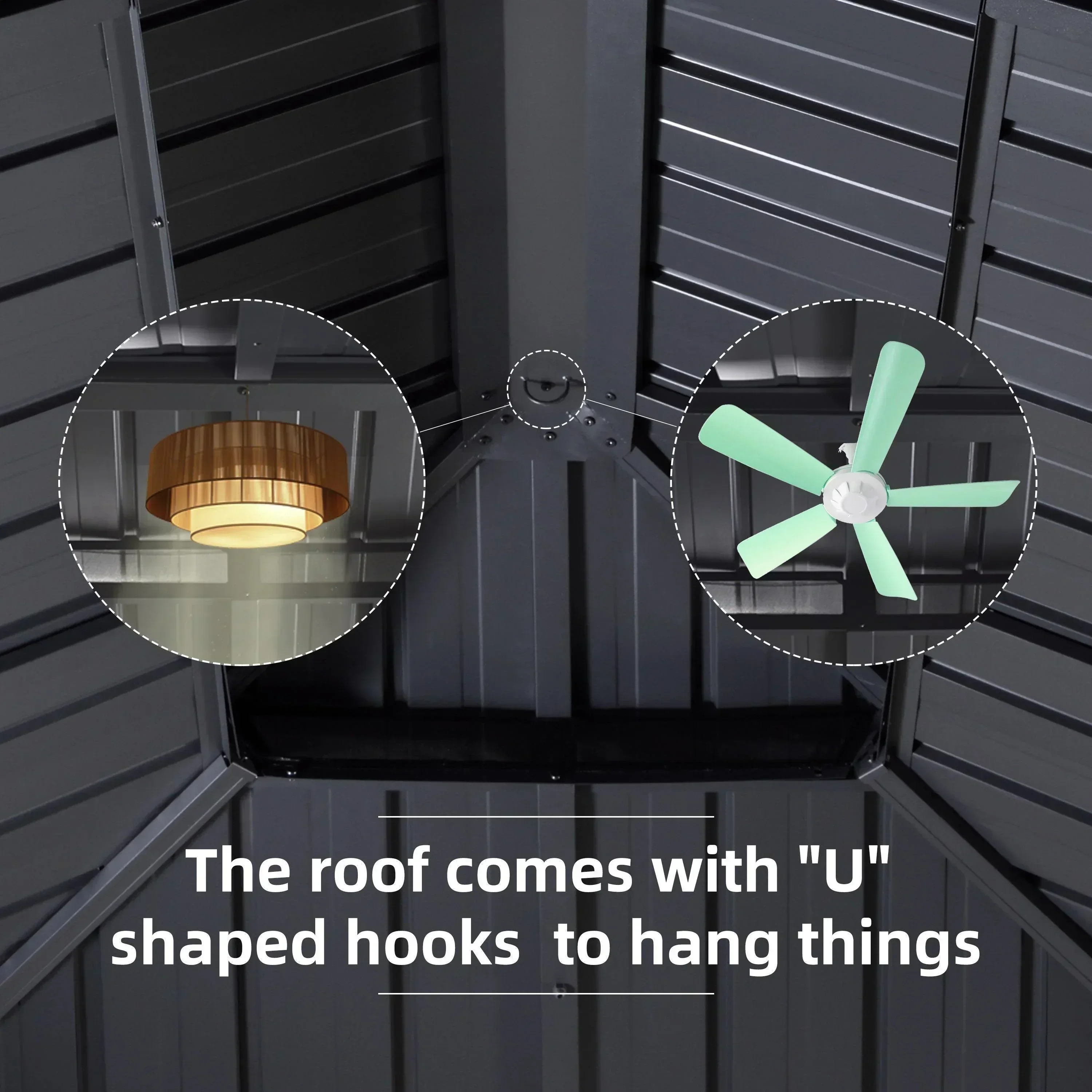 PURPLE LEAF Patio Gazebo for Backyard Grey Hardtop Galvanized Steel Roof Awning with String Lights-clear - Image 77