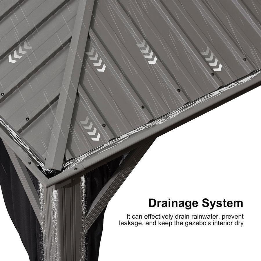 PURPLE LEAF Patio Gazebo for Pool Light Grey Hardtop Galvanized Steel Roof with Upgraded Curtains - Image 29