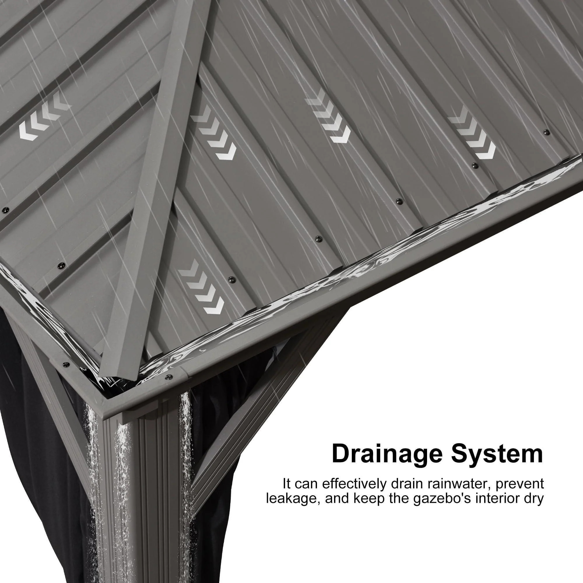 PURPLE LEAF Patio Gazebo for Pool Light Grey Hardtop Galvanized Steel Roof with Upgraded Curtains - Image 37