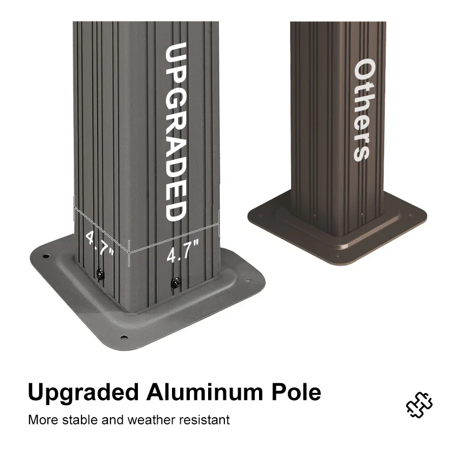 PURPLE LEAF Patio Gazebo for Pool Light Grey Hardtop Galvanized Steel Roof with String Lights-milky - Image 58