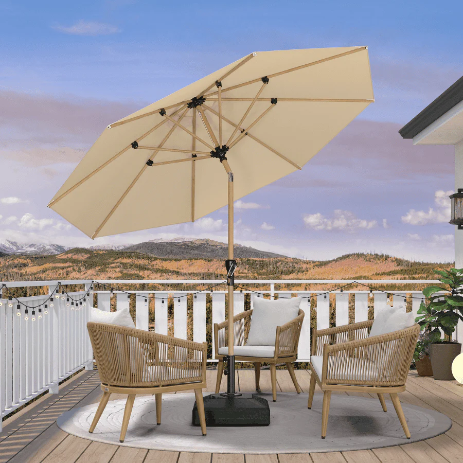 PURPLE LEAF Patio Market Umbrella Aluminum Outdoor Table Umbrella with Wood Color - Image 101