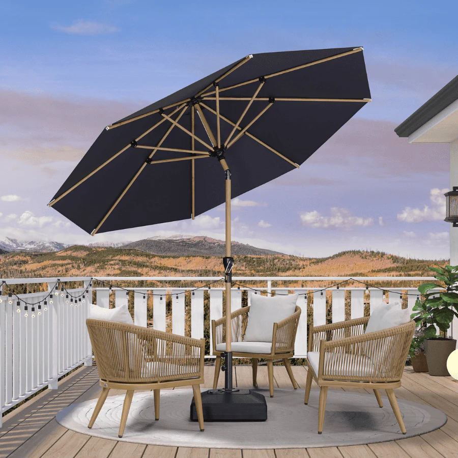 PURPLE LEAF Patio Market Umbrella Aluminum Outdoor Table Umbrella with Wood Color - Image 102