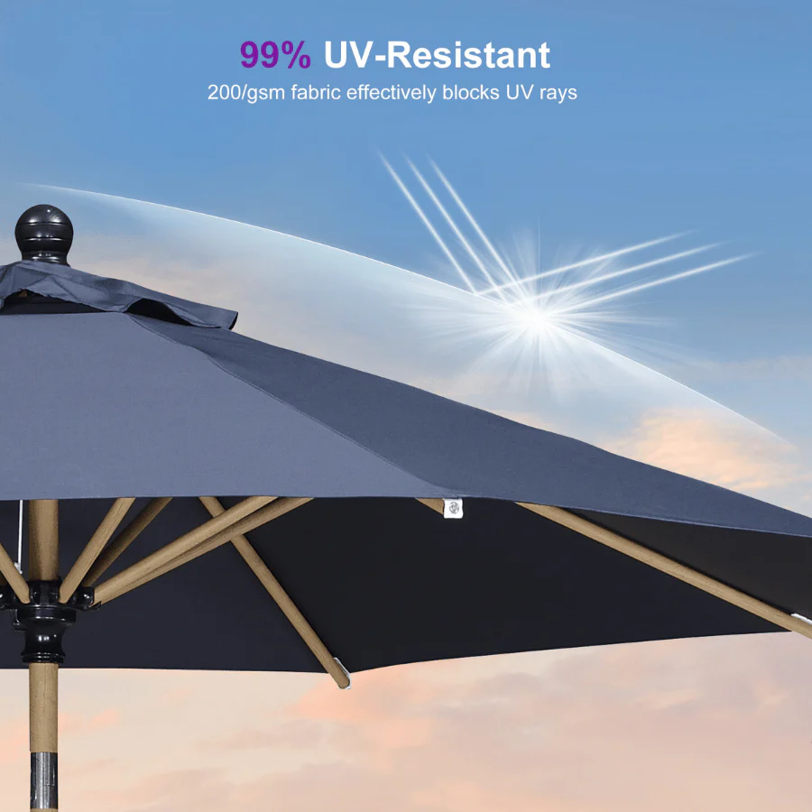 PURPLE LEAF Patio Market Umbrella Aluminum Outdoor Table Umbrella with Wood Color - Image 105