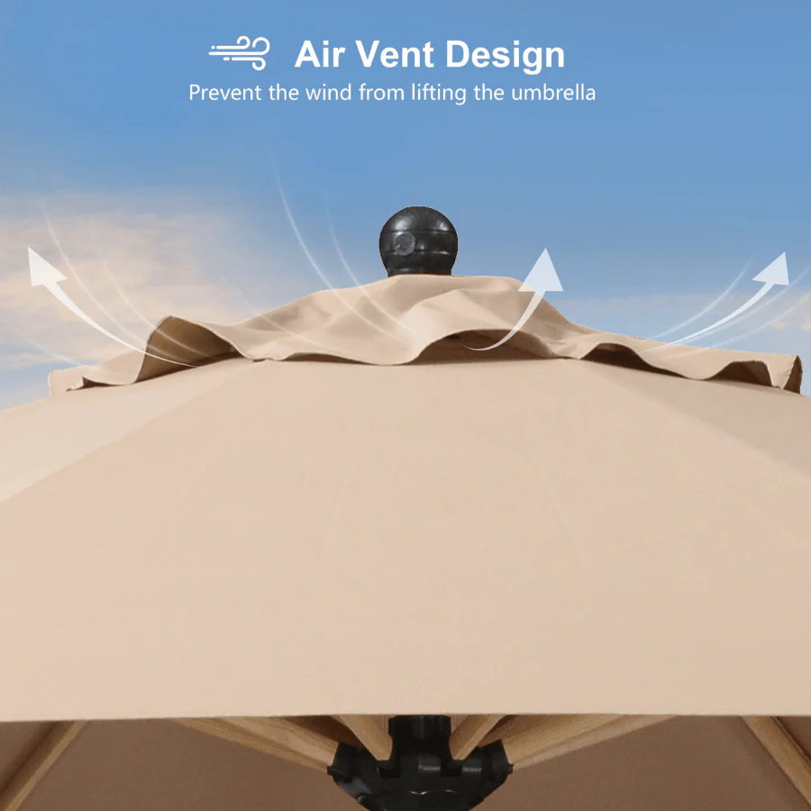 PURPLE LEAF Patio Market Umbrella Aluminum Outdoor Table Umbrella with Wood Color - Image 106