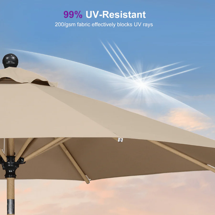 PURPLE LEAF Patio Market Umbrella Aluminum Outdoor Table Umbrella with Wood Color - Image 107