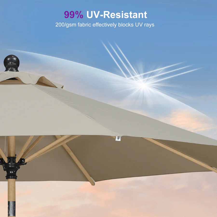 PURPLE LEAF Patio Market Umbrella Aluminum Outdoor Table Umbrella with Wood Color - Image 108