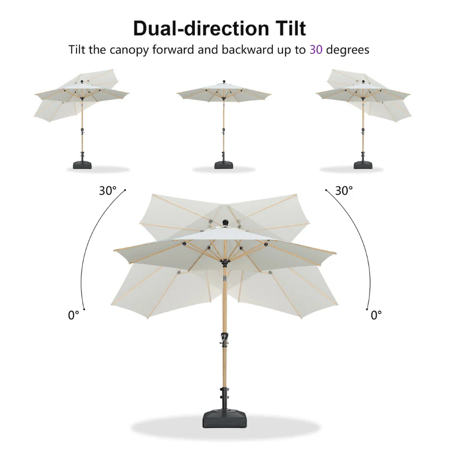 PURPLE LEAF Patio Market Umbrella Aluminum Outdoor Table Umbrella with Wood Color - Image 109