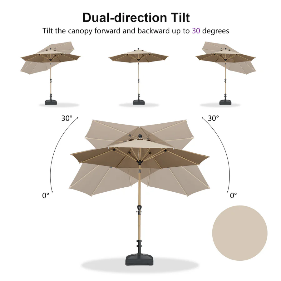 PURPLE LEAF Patio Market Umbrella Aluminum Outdoor Table Umbrella with Wood Color - Image 110