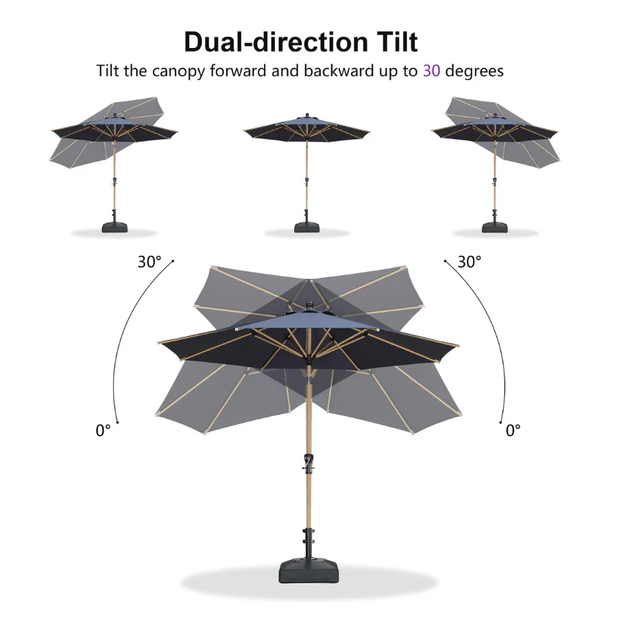 PURPLE LEAF Patio Market Umbrella Aluminum Outdoor Table Umbrella with Wood Color - Image 111