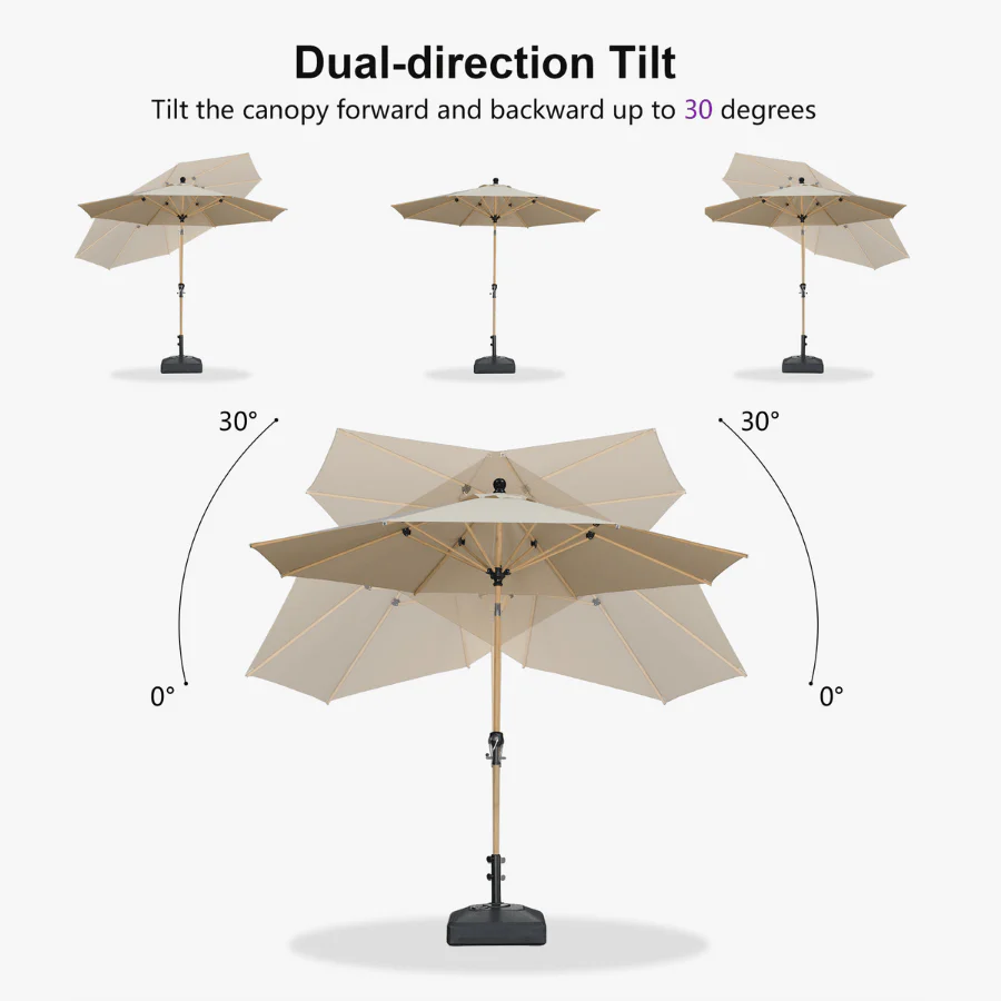 PURPLE LEAF Patio Market Umbrella Aluminum Outdoor Table Umbrella with Wood Color - Image 112