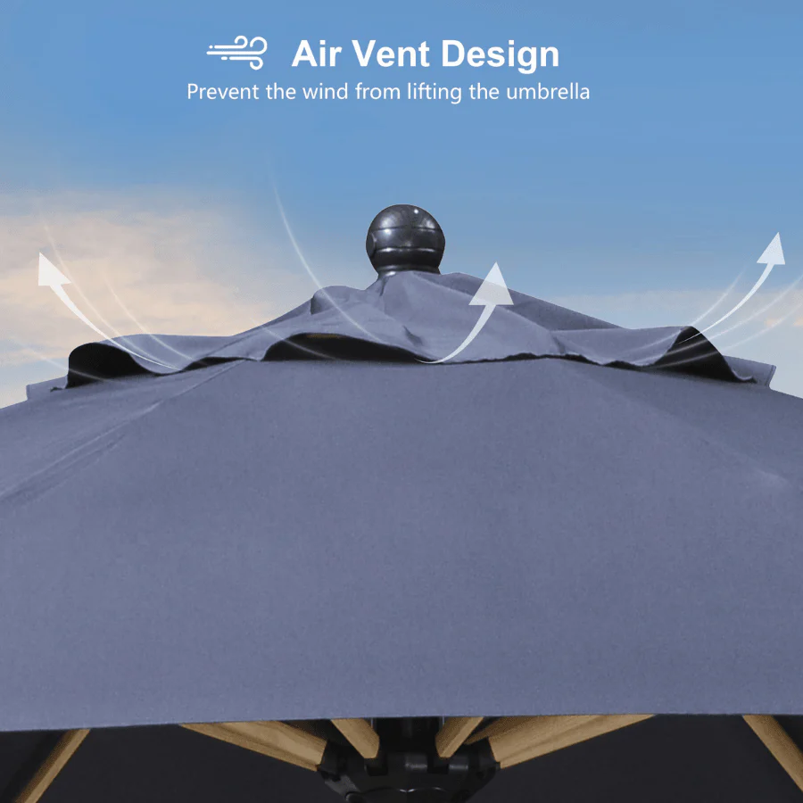 PURPLE LEAF Patio Market Umbrella Aluminum Outdoor Table Umbrella with Wood Color - Image 113