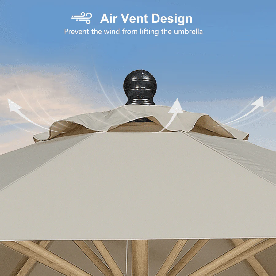 PURPLE LEAF Patio Market Umbrella Aluminum Outdoor Table Umbrella with Wood Color - Image 114