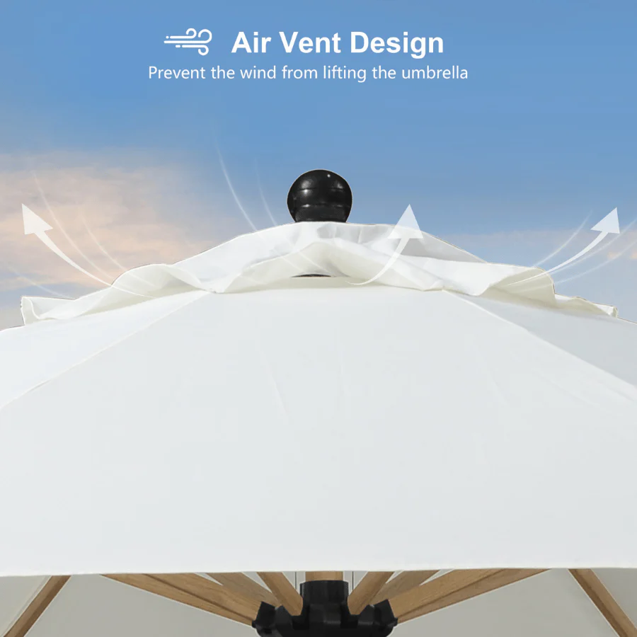 PURPLE LEAF Patio Market Umbrella Aluminum Outdoor Table Umbrella with Wood Color - Image 115