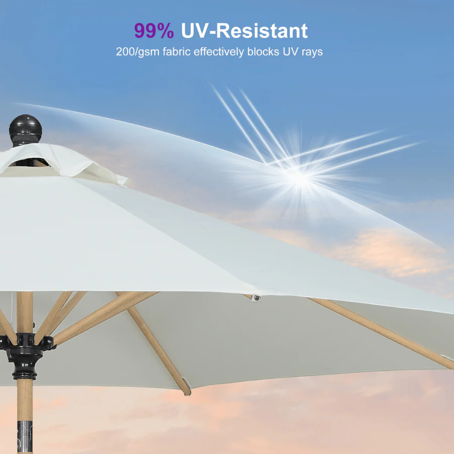 PURPLE LEAF Patio Market Umbrella Aluminum Outdoor Table Umbrella with Wood Color - Image 116