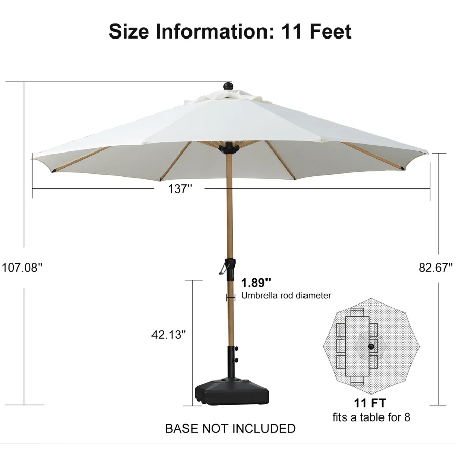 PURPLE LEAF Patio Market Umbrella Aluminum Outdoor Table Umbrella with Wood Color - Image 133