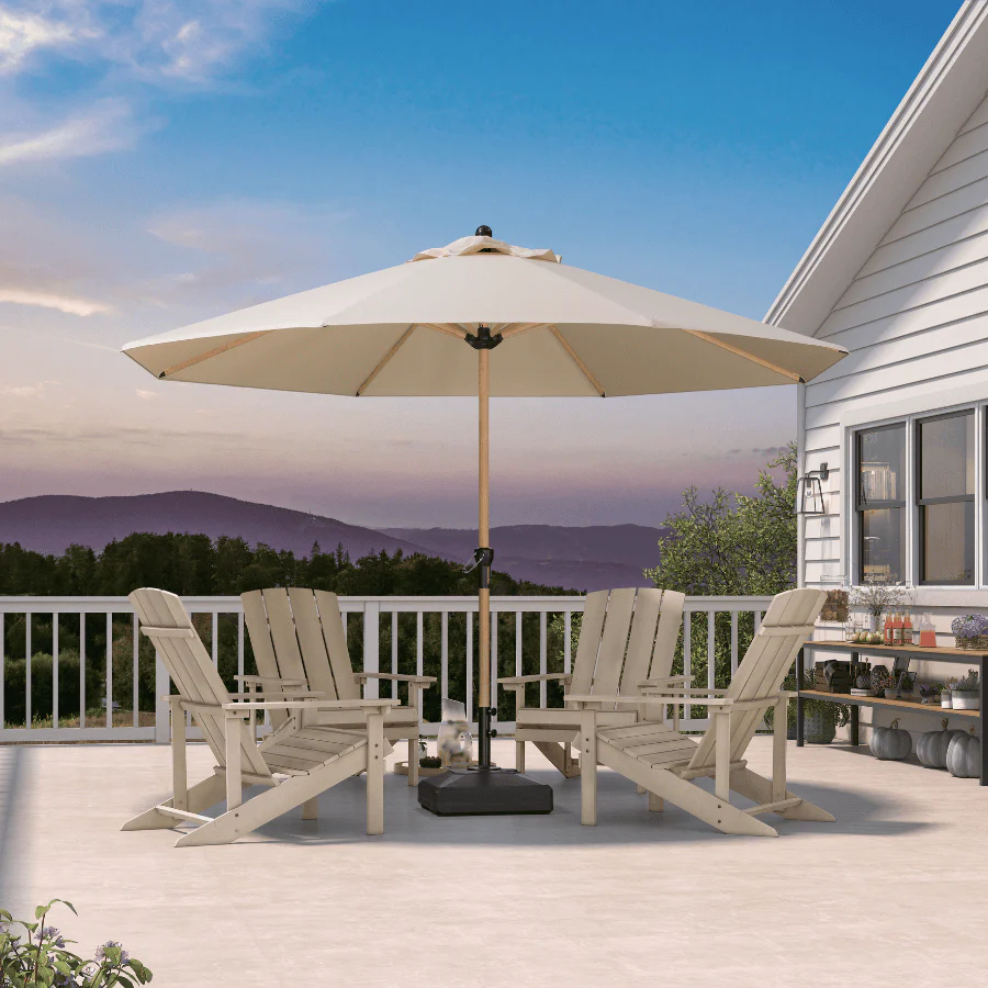 PURPLE LEAF Patio Market Umbrella Aluminum Outdoor Table Umbrella with Wood Color - Image 139