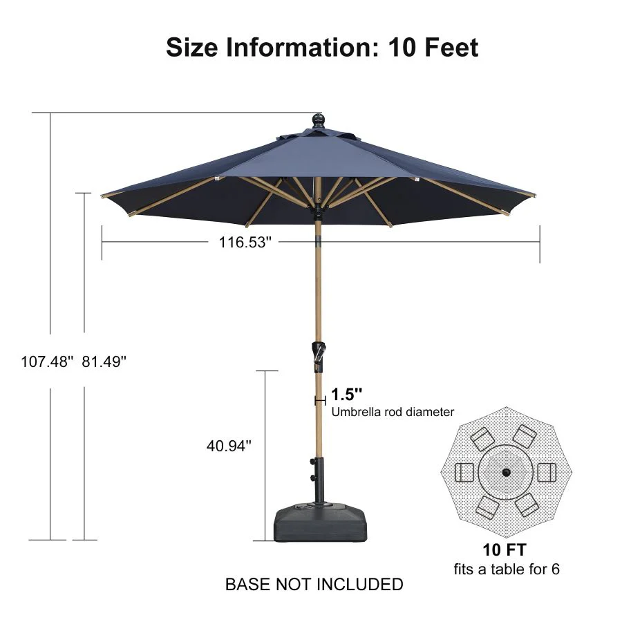 PURPLE LEAF Patio Market Umbrella Aluminum Outdoor Table Umbrella with Wood Color - Image 147