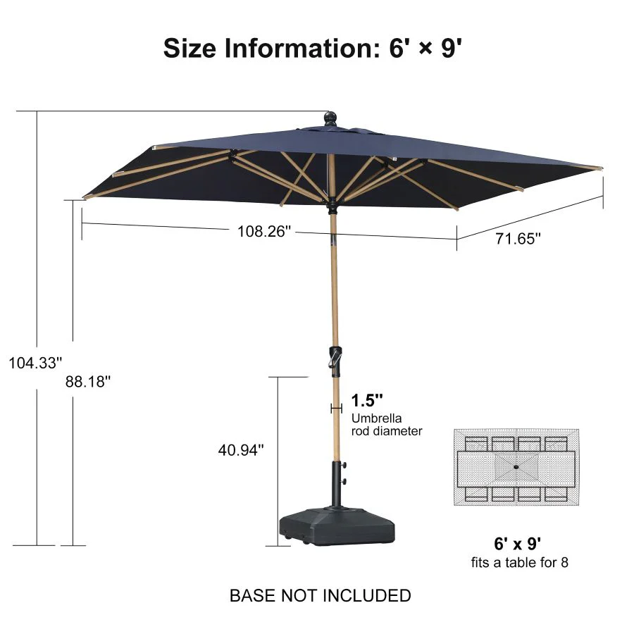PURPLE LEAF Patio Market Umbrella Aluminum Outdoor Table Umbrella with Wood Color - Image 149