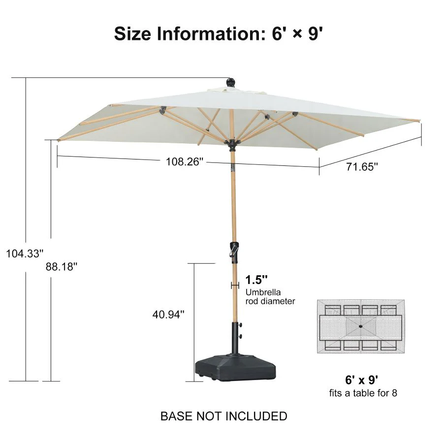 PURPLE LEAF Patio Market Umbrella Aluminum Outdoor Table Umbrella with Wood Color - Image 150