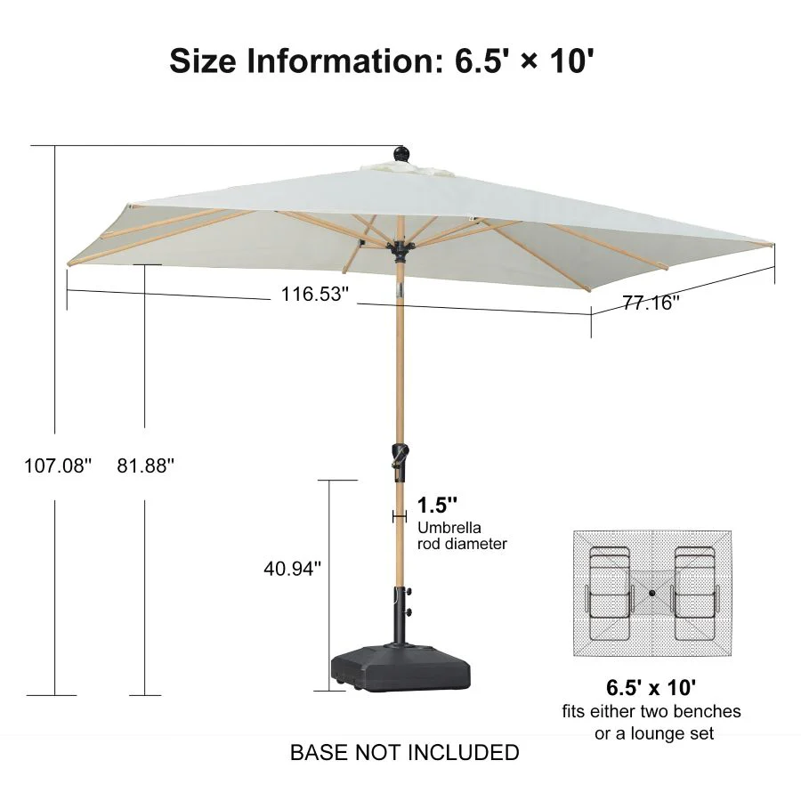 PURPLE LEAF Patio Market Umbrella Aluminum Outdoor Table Umbrella with Wood Color - Image 152