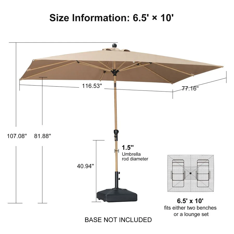 PURPLE LEAF Patio Market Umbrella Aluminum Outdoor Table Umbrella with Wood Color - Image 153