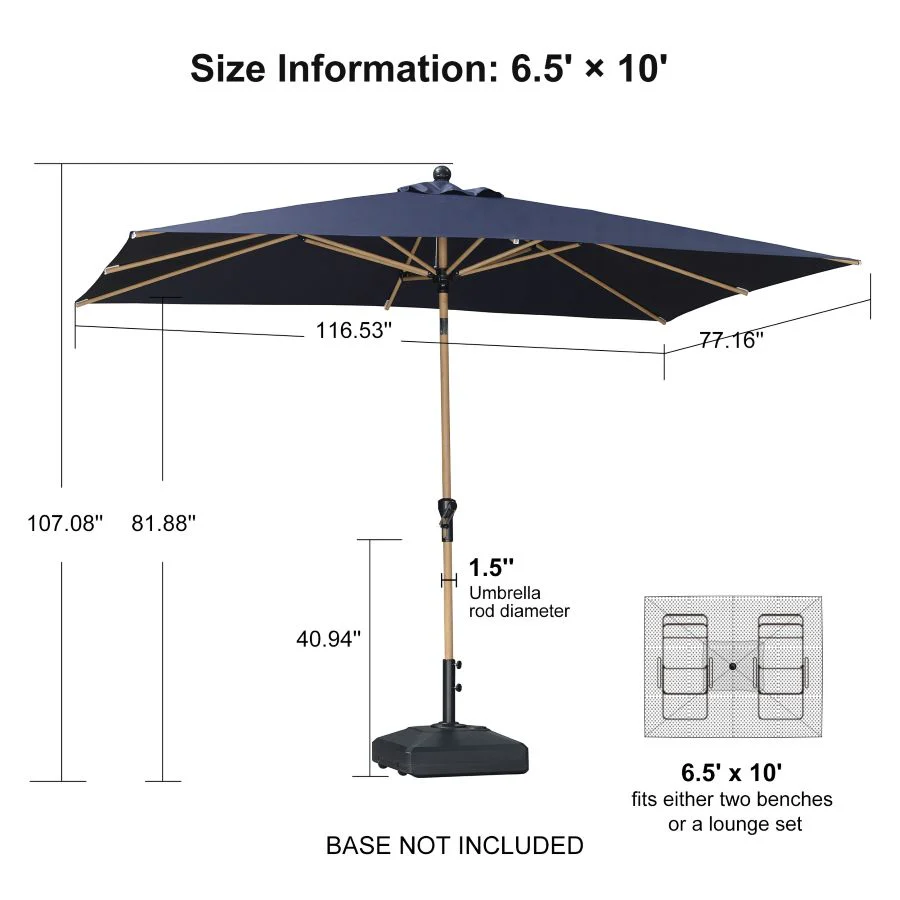 PURPLE LEAF Patio Market Umbrella Aluminum Outdoor Table Umbrella with Wood Color - Image 154