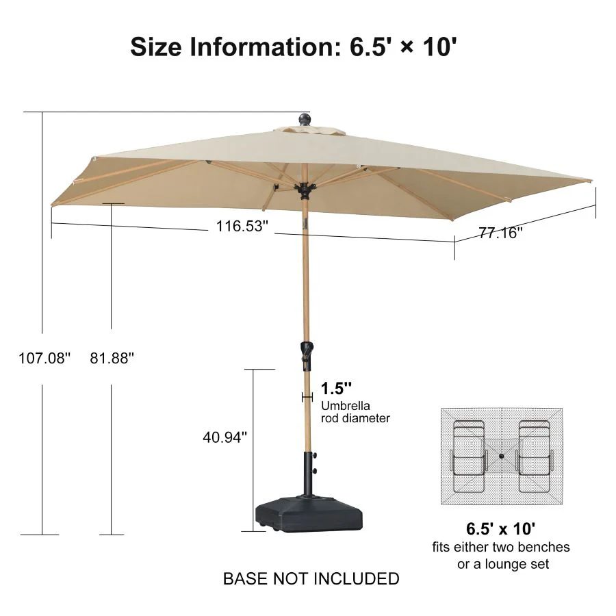 PURPLE LEAF Patio Market Umbrella Aluminum Outdoor Table Umbrella with Wood Color - Image 155