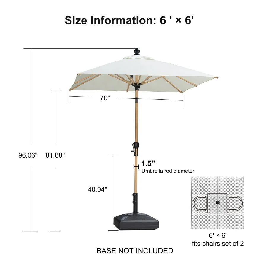 PURPLE LEAF Patio Market Umbrella Aluminum Outdoor Table Umbrella with Wood Color - Image 156