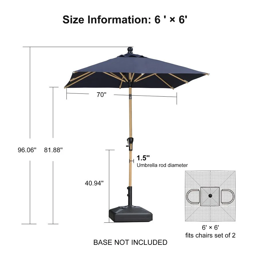 PURPLE LEAF Patio Market Umbrella Aluminum Outdoor Table Umbrella with Wood Color - Image 157
