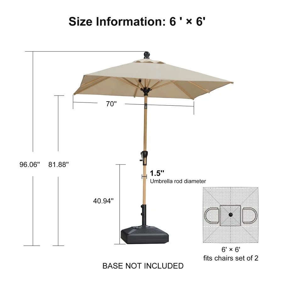 PURPLE LEAF Patio Market Umbrella Aluminum Outdoor Table Umbrella with Wood Color - Image 158
