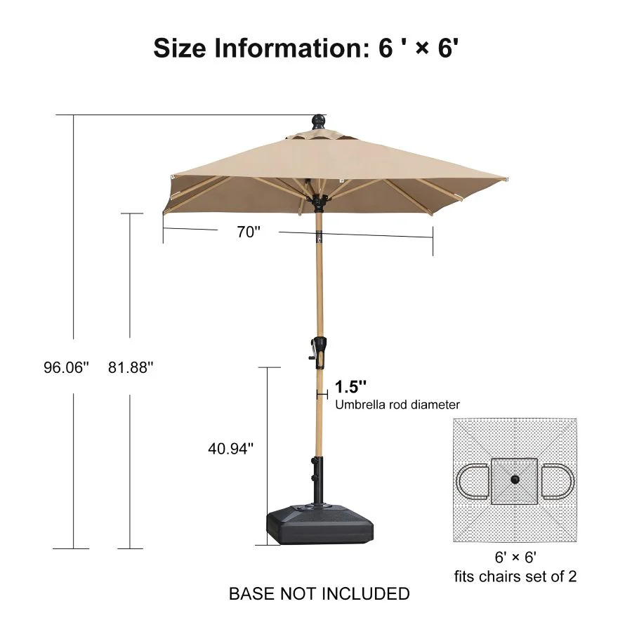 PURPLE LEAF Patio Market Umbrella Aluminum Outdoor Table Umbrella with Wood Color - Image 159