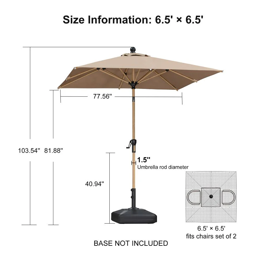 PURPLE LEAF Patio Market Umbrella Aluminum Outdoor Table Umbrella with Wood Color - Image 163