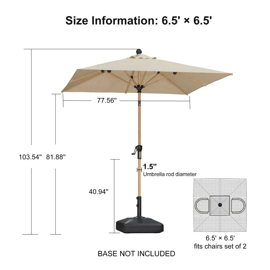 PURPLE LEAF Patio Market Umbrella Aluminum Outdoor Table Umbrella with Wood Color - Image 167