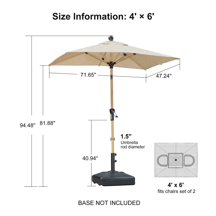 PURPLE LEAF Patio Market Umbrella Aluminum Outdoor Table Umbrella with Wood Color - Image 168