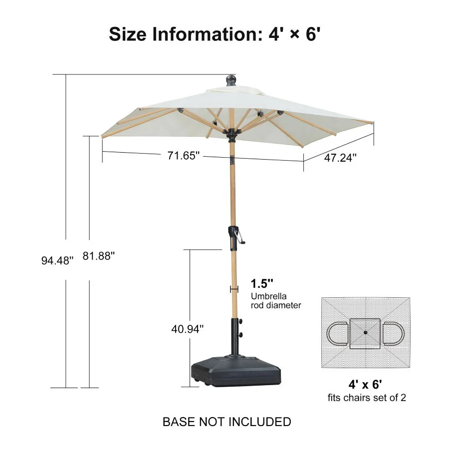 PURPLE LEAF Patio Market Umbrella Aluminum Outdoor Table Umbrella with Wood Color - Image 169