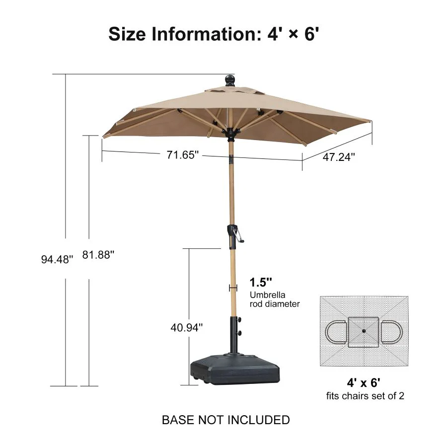 PURPLE LEAF Patio Market Umbrella Aluminum Outdoor Table Umbrella with Wood Color - Image 170