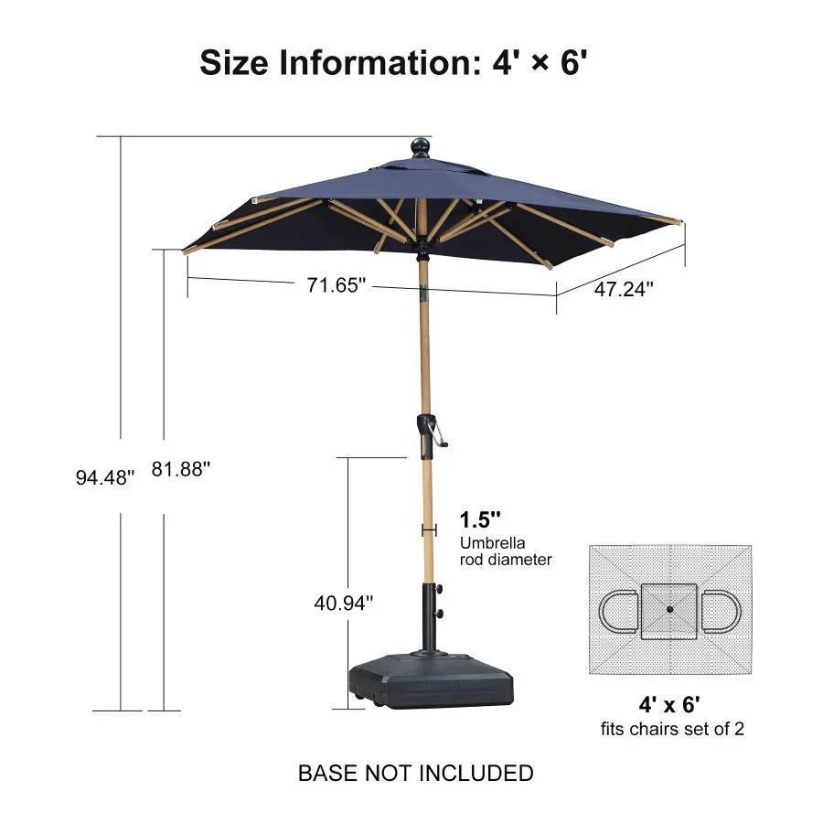 PURPLE LEAF Patio Market Umbrella Aluminum Outdoor Table Umbrella with Wood Color - Image 171