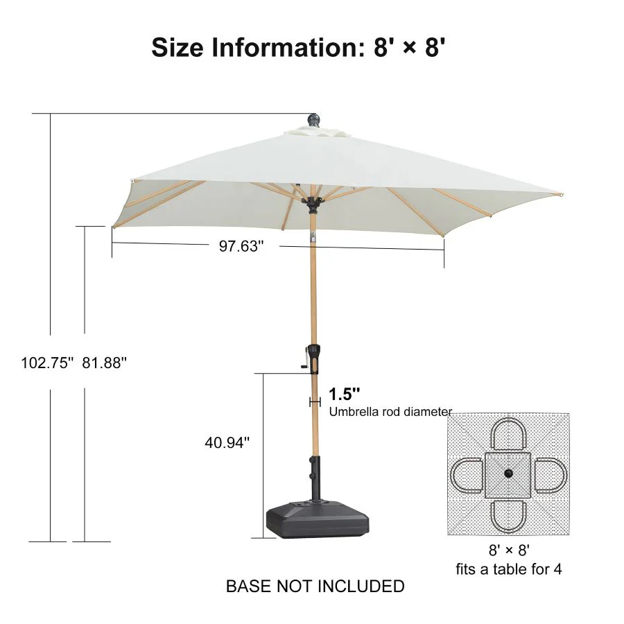 PURPLE LEAF Patio Market Umbrella Aluminum Outdoor Table Umbrella with Wood Color - Image 172