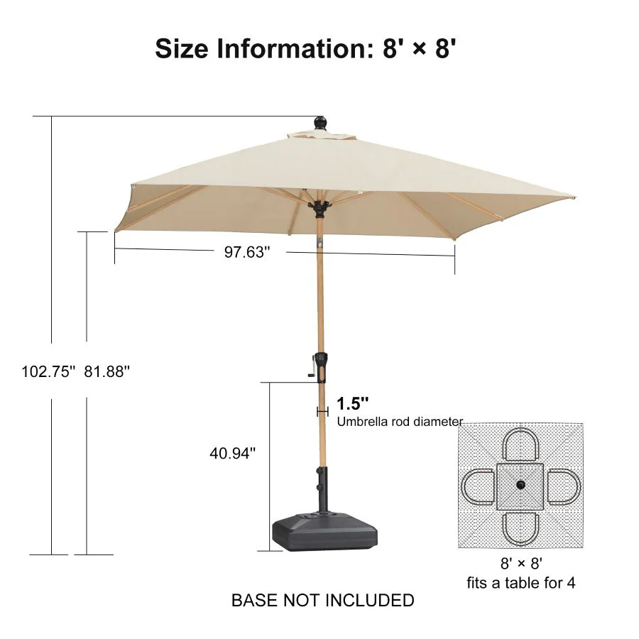 PURPLE LEAF Patio Market Umbrella Aluminum Outdoor Table Umbrella with Wood Color - Image 173