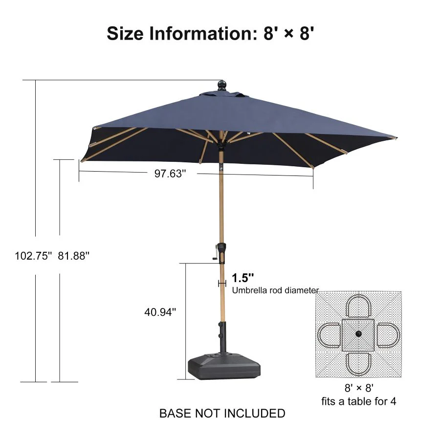 PURPLE LEAF Patio Market Umbrella Aluminum Outdoor Table Umbrella with Wood Color - Image 174