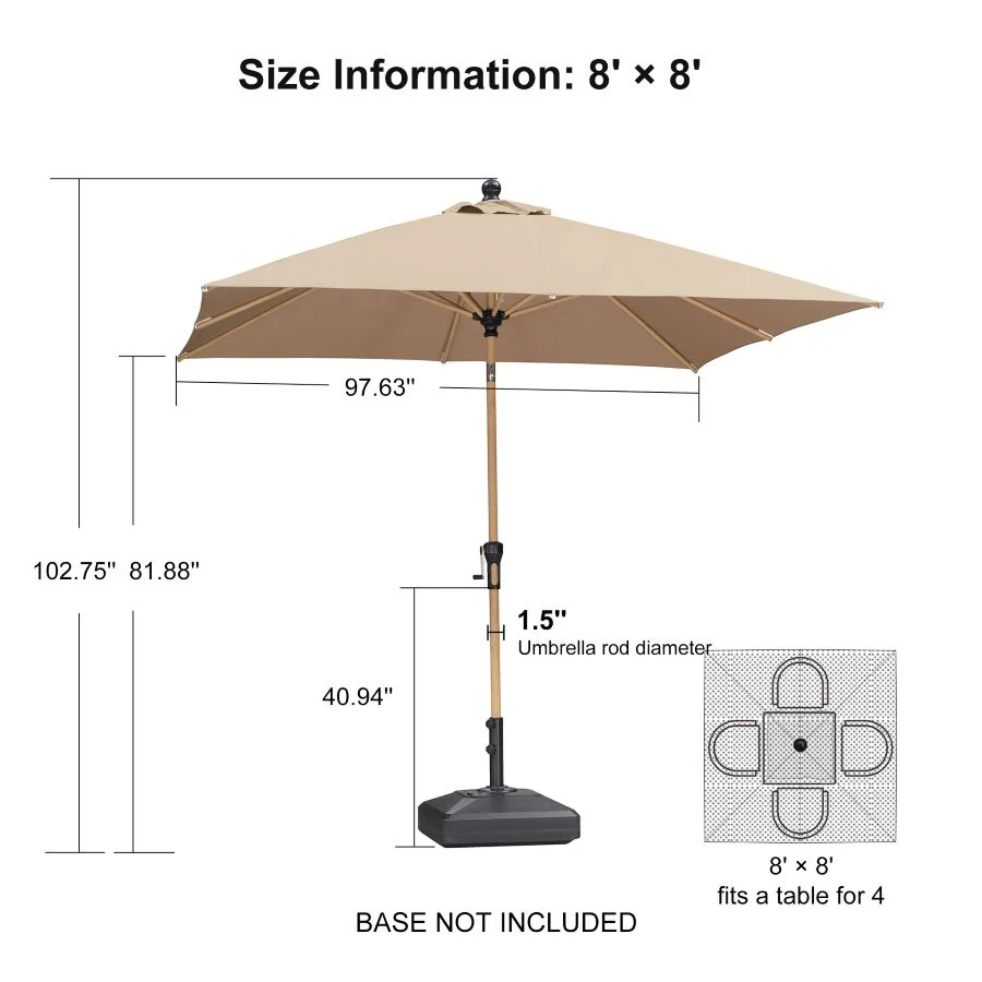 PURPLE LEAF Patio Market Umbrella Aluminum Outdoor Table Umbrella with Wood Color - Image 175
