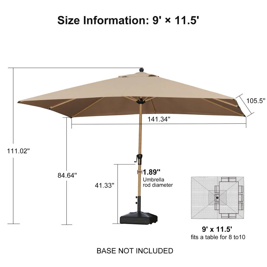 PURPLE LEAF Patio Market Umbrella Aluminum Outdoor Table Umbrella with Wood Color - Image 176