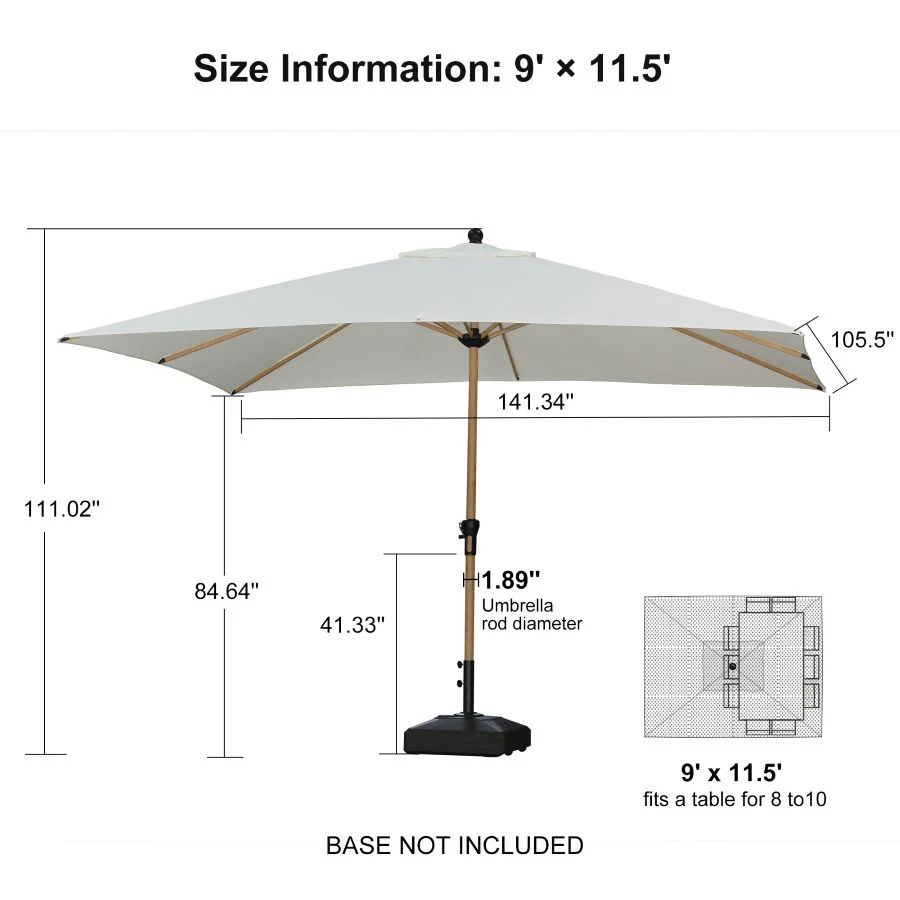 PURPLE LEAF Patio Market Umbrella Aluminum Outdoor Table Umbrella with Wood Color - Image 177