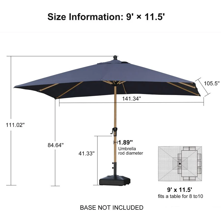 PURPLE LEAF Patio Market Umbrella Aluminum Outdoor Table Umbrella with Wood Color - Image 178