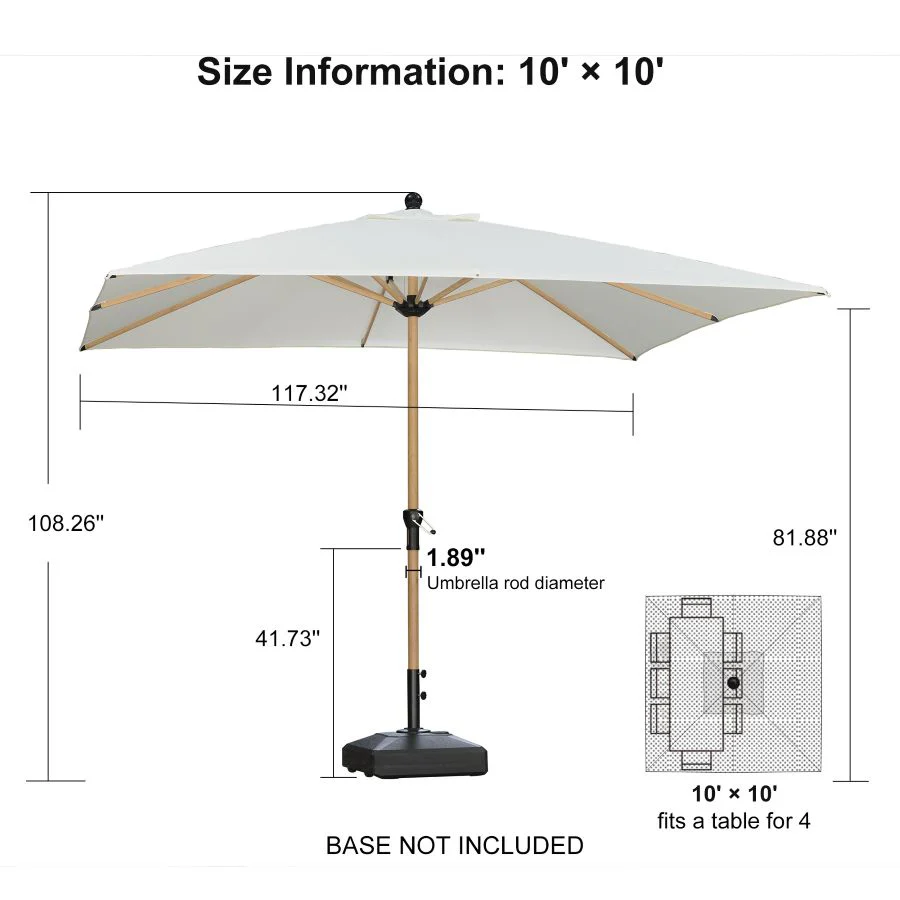 PURPLE LEAF Patio Market Umbrella Aluminum Outdoor Table Umbrella with Wood Color - Image 179