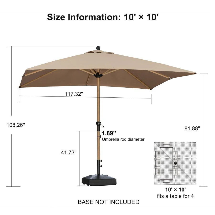 PURPLE LEAF Patio Market Umbrella Aluminum Outdoor Table Umbrella with Wood Color - Image 180